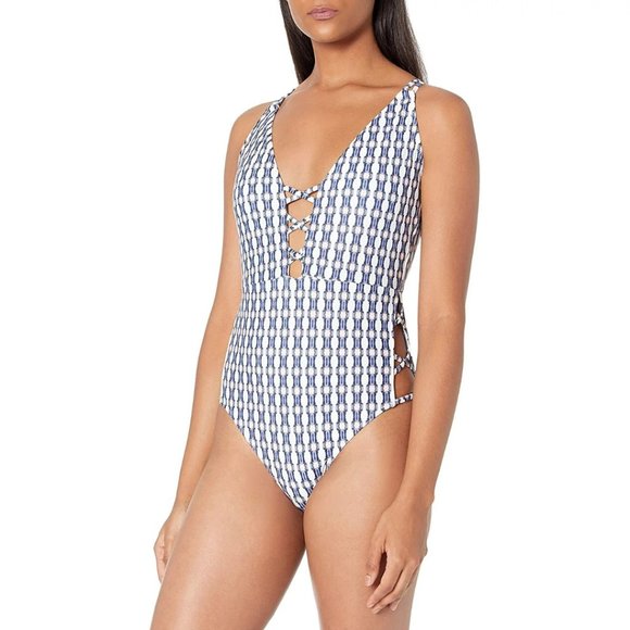 SALE 5/$25 Jessica Simpson Venice Beach Plunging Strappy One Piece Swimsuit NWT - Picture 1 of 14